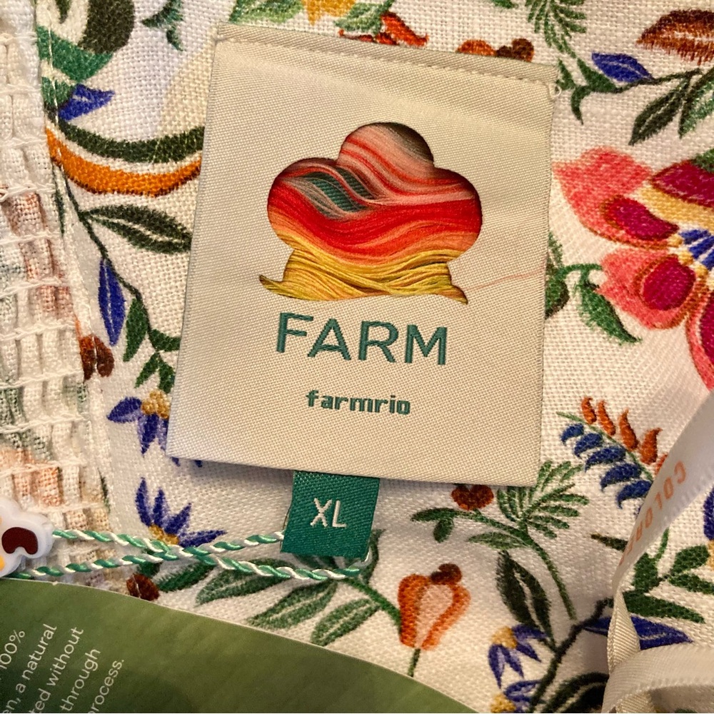NEW FARM Rio Off-White Delicate Forest Euroflax™ Premium Linen Romper Size XL - Picture 15 of 16